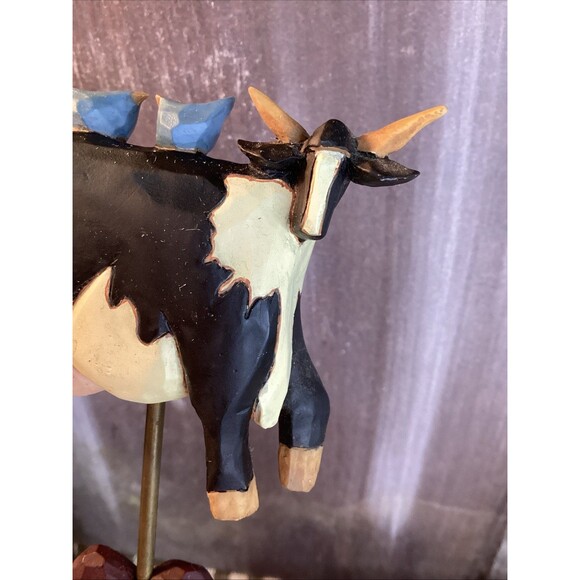 Williraye Studio Folk Art Cow On Stick With Birds WW1412 Weathervane 1996 - Picture 12 of 13